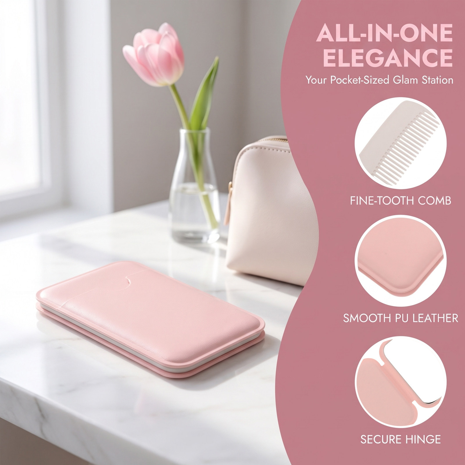 2Pcs Folding Mirror Comb Set S - Beauty Makeup Vanity Set review and price