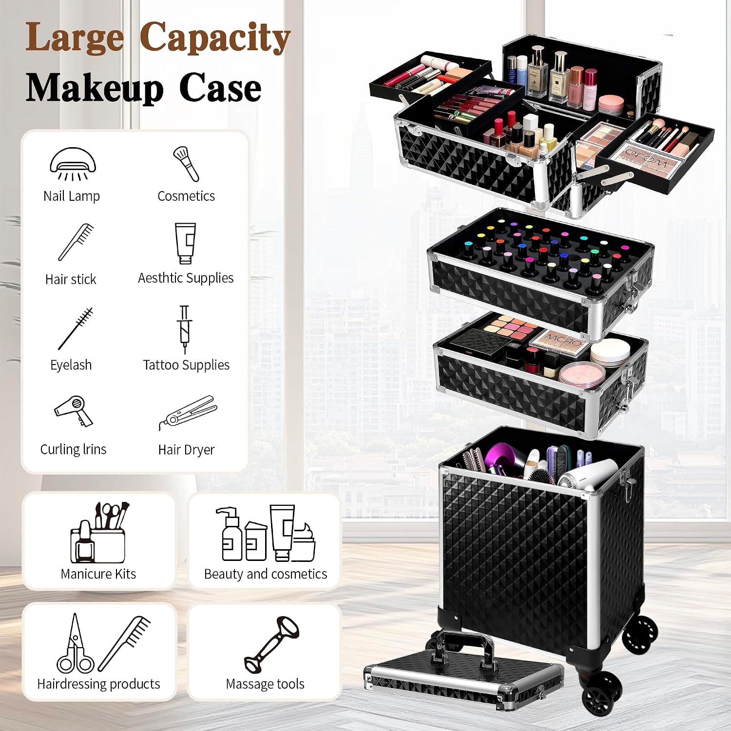 Rolling Makeup Train Case, Cos - Beauty & Makeup Katia Di Paola review and price