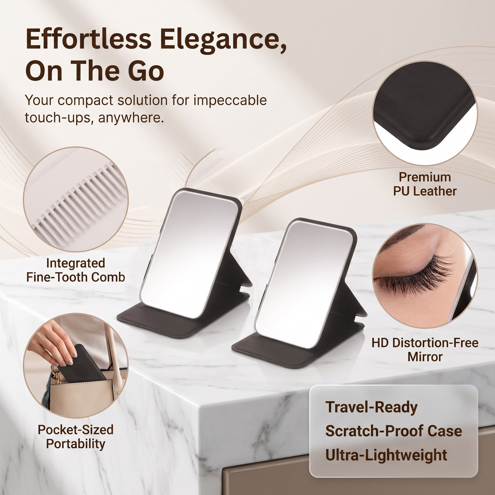 2Pcs Compact Makeup Mirror Com - Beauty Makeup Vanity Set review and price